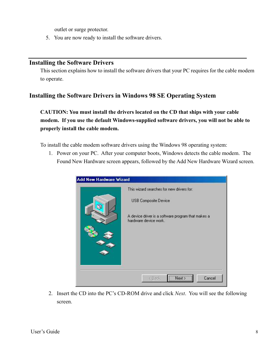 Ambit Data Cable Modem U10C011 User Manual | Page 8 / 30