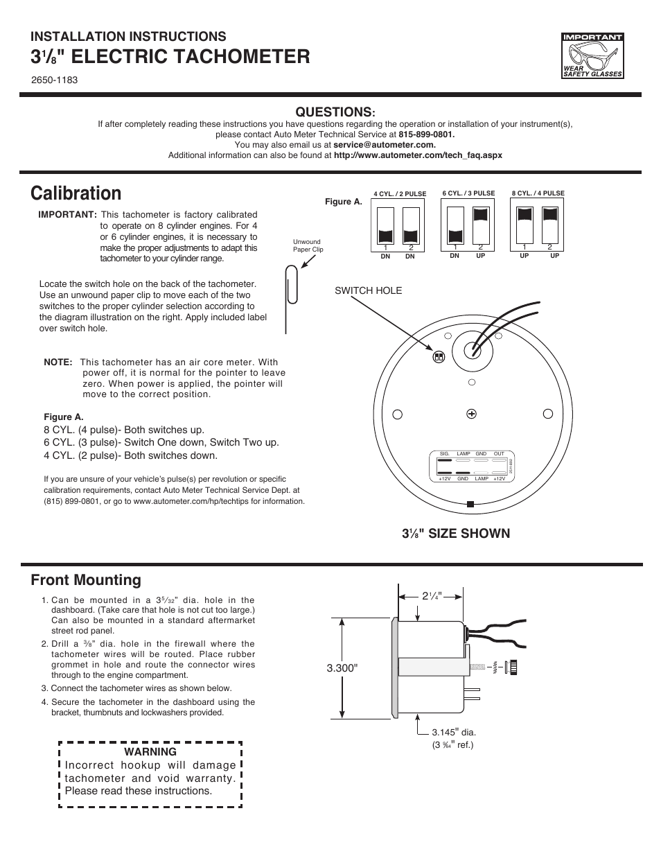 Auto Meter 1798 User Manual | 2 pages