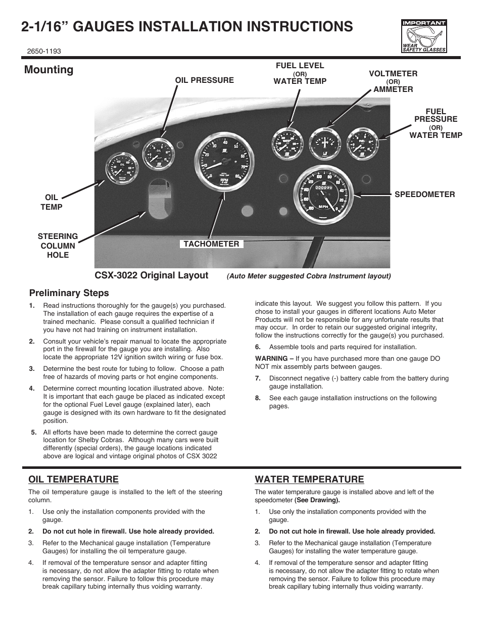 Auto Meter 201975 User Manual | 2 pages