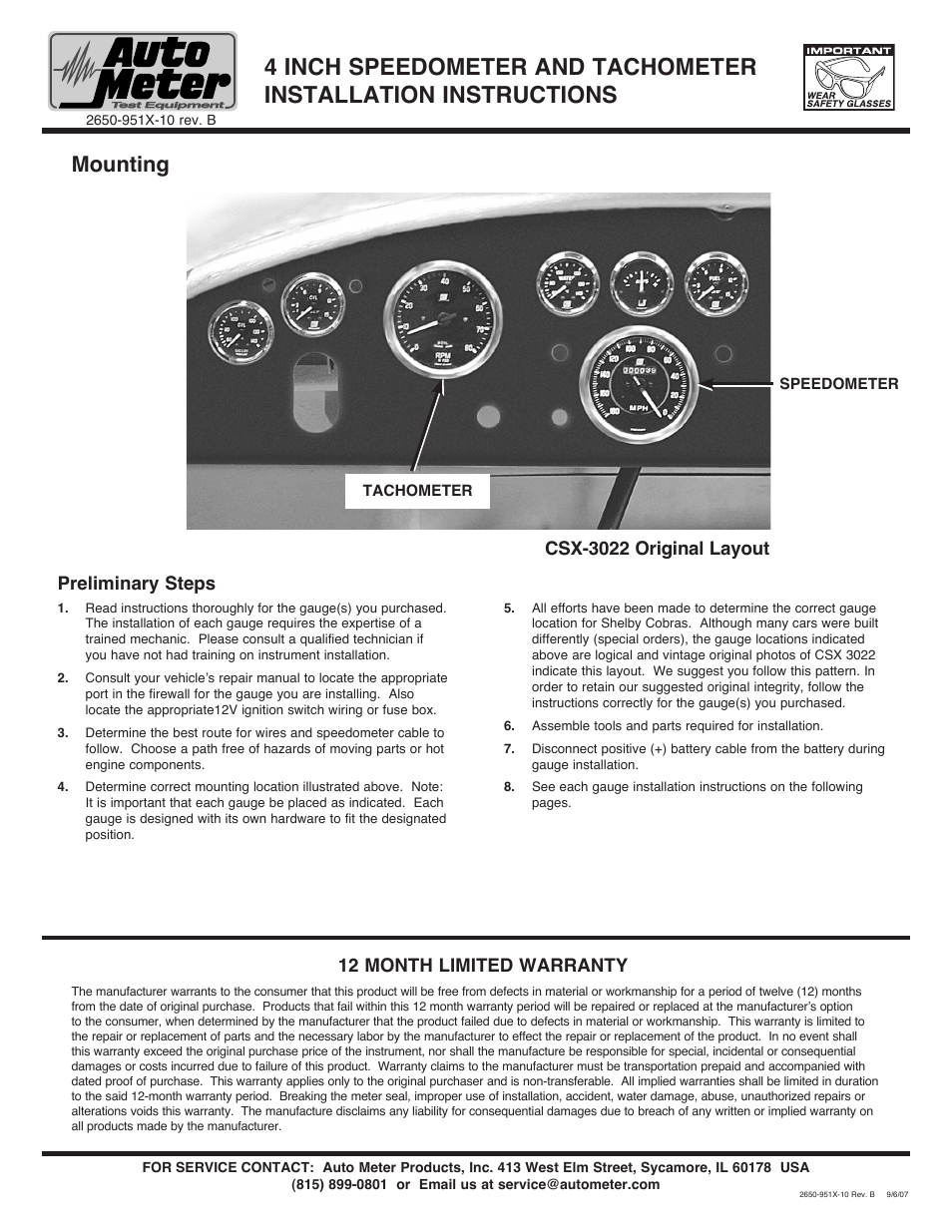 Auto Meter 201005 User Manual | 2 pages