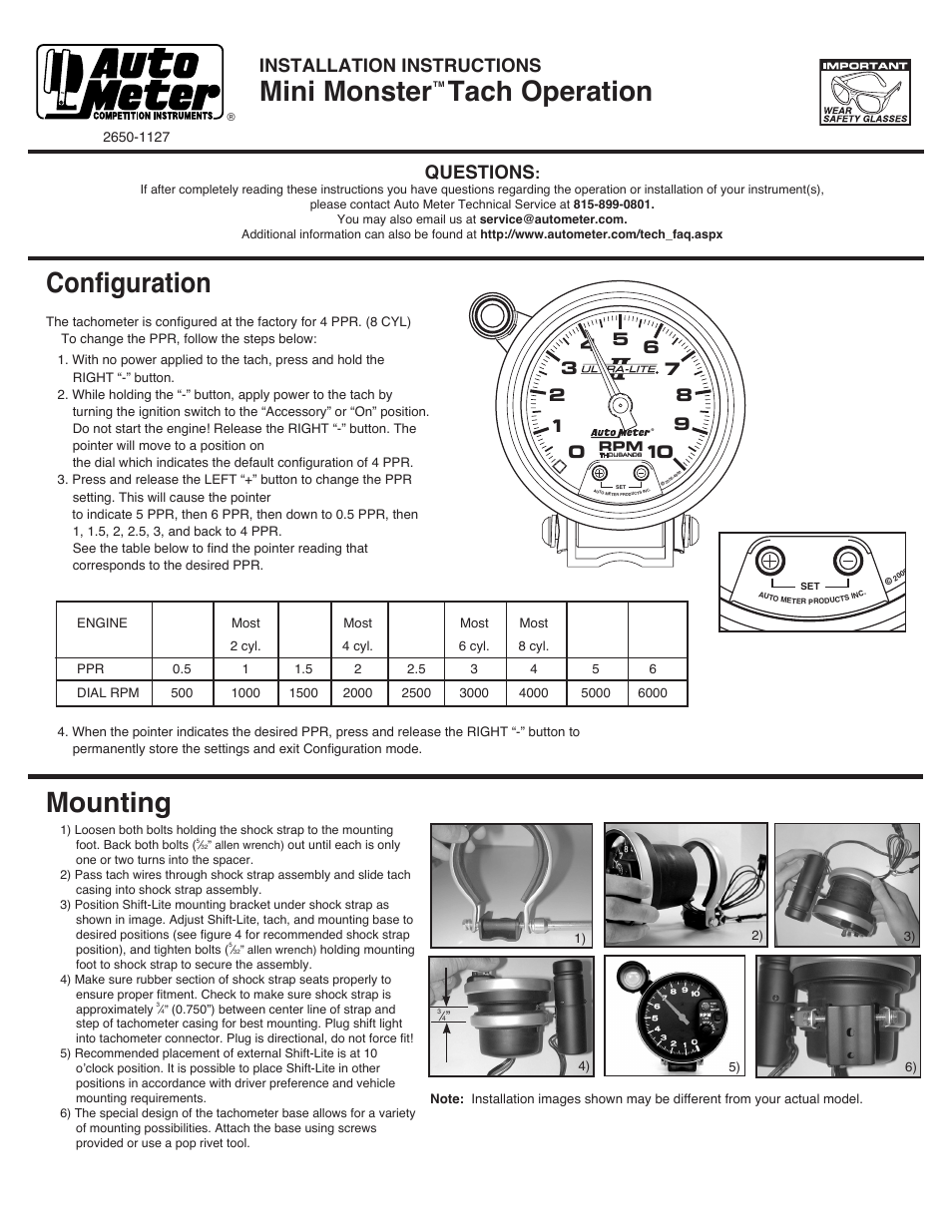 Auto Meter 4990 User Manual | 2 pages