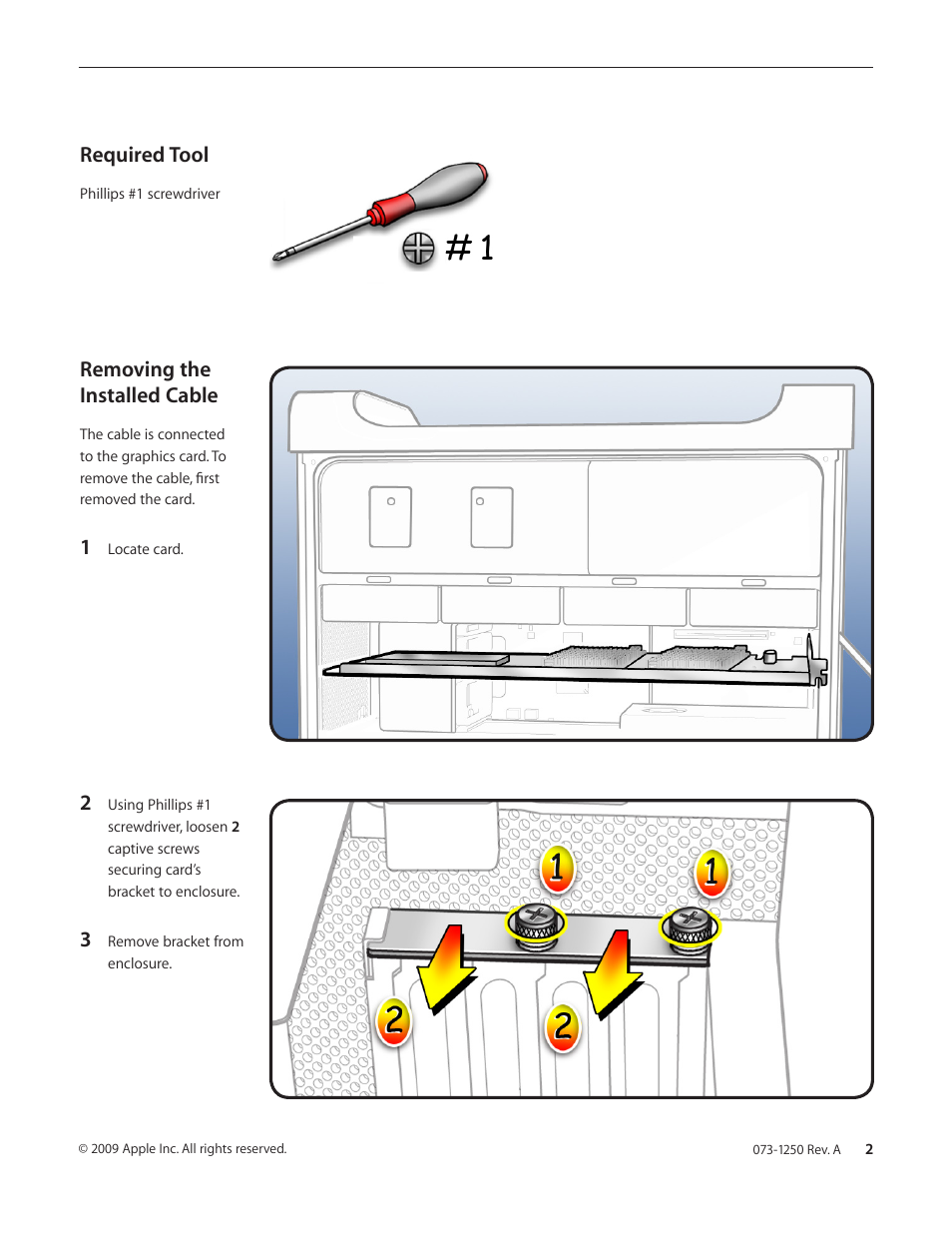 Required tool, Removing the installed cable | Apple ATI RADEON CABLE HD 4870 User Manual | Page 2 / 7