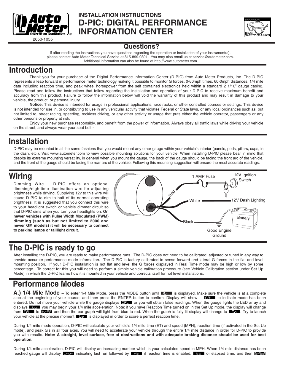 Auto Meter 4380 User Manual | 4 pages