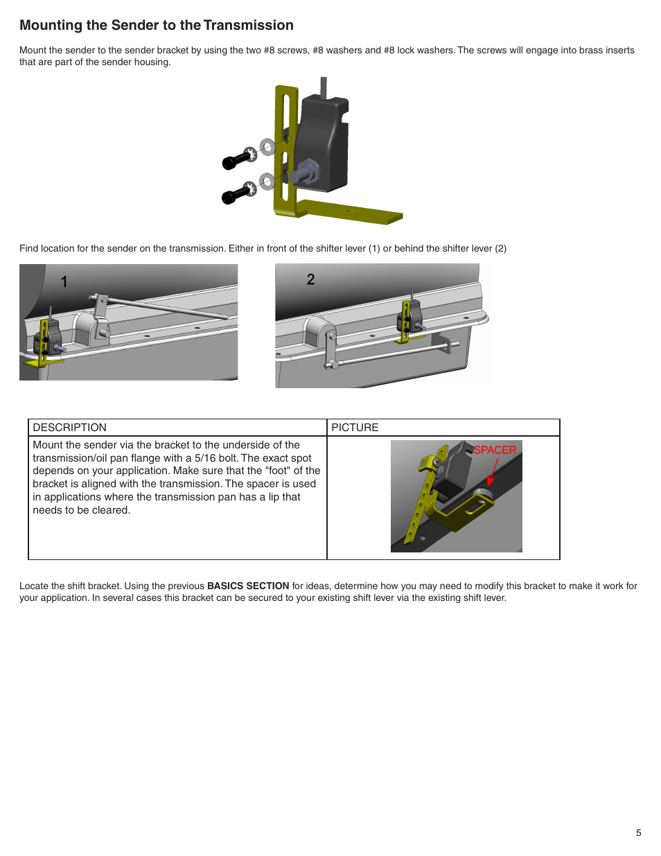 Mounting the sender to the transmission | Auto Meter 4359 User Manual | Page 5 / 7