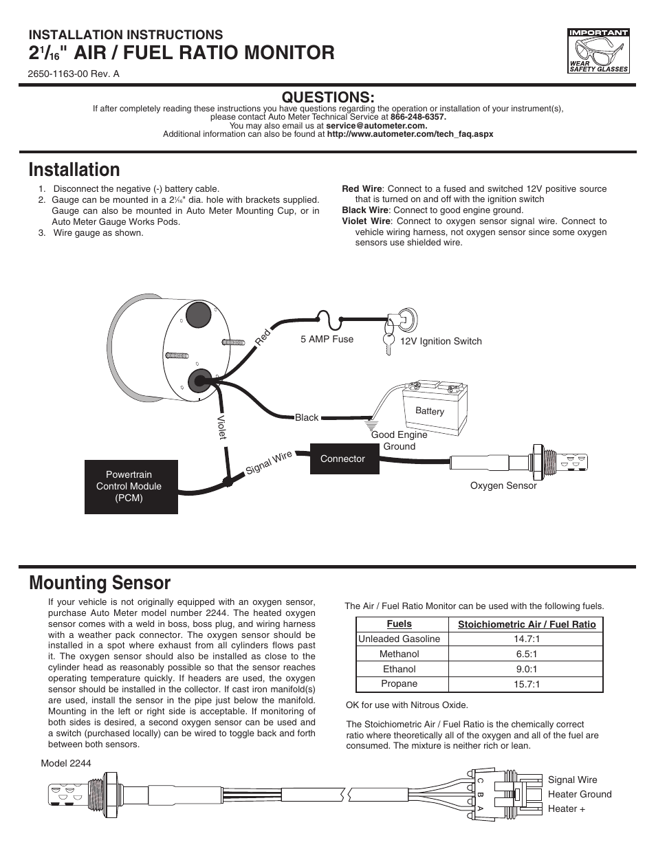 Auto Meter 6175 User Manual | 4 pages