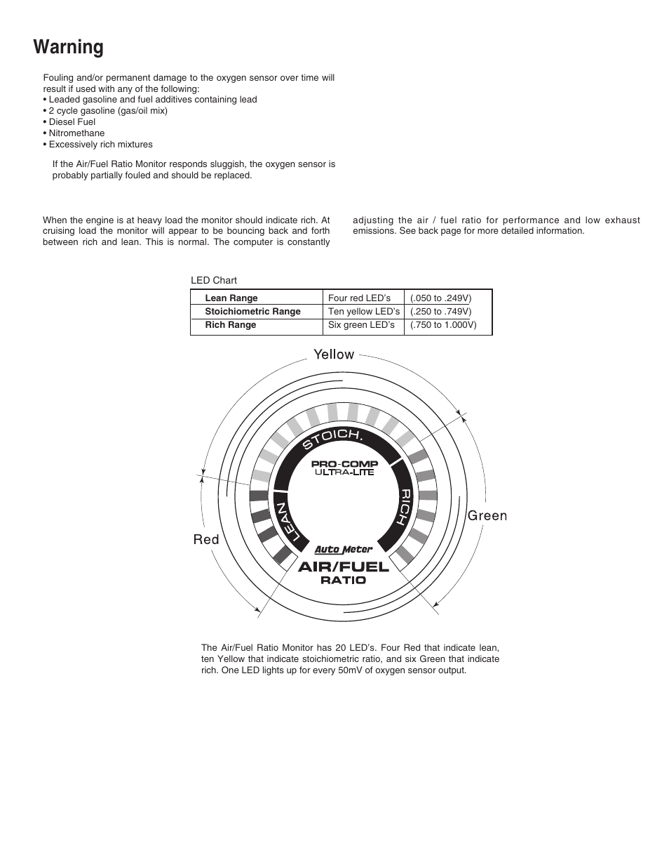 Warning | Auto Meter 6175 User Manual | Page 3 / 4