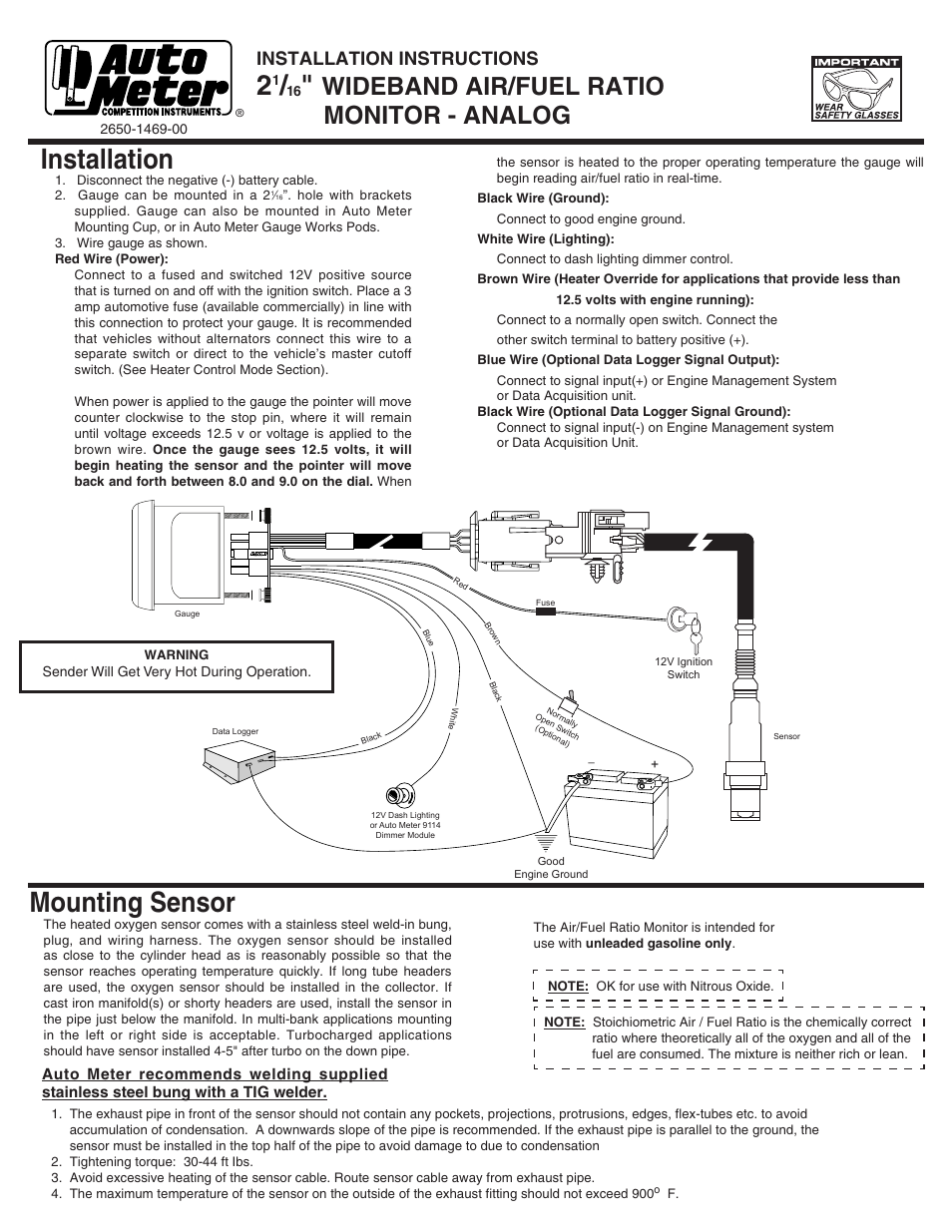 Auto Meter 7570 User Manual | 2 pages