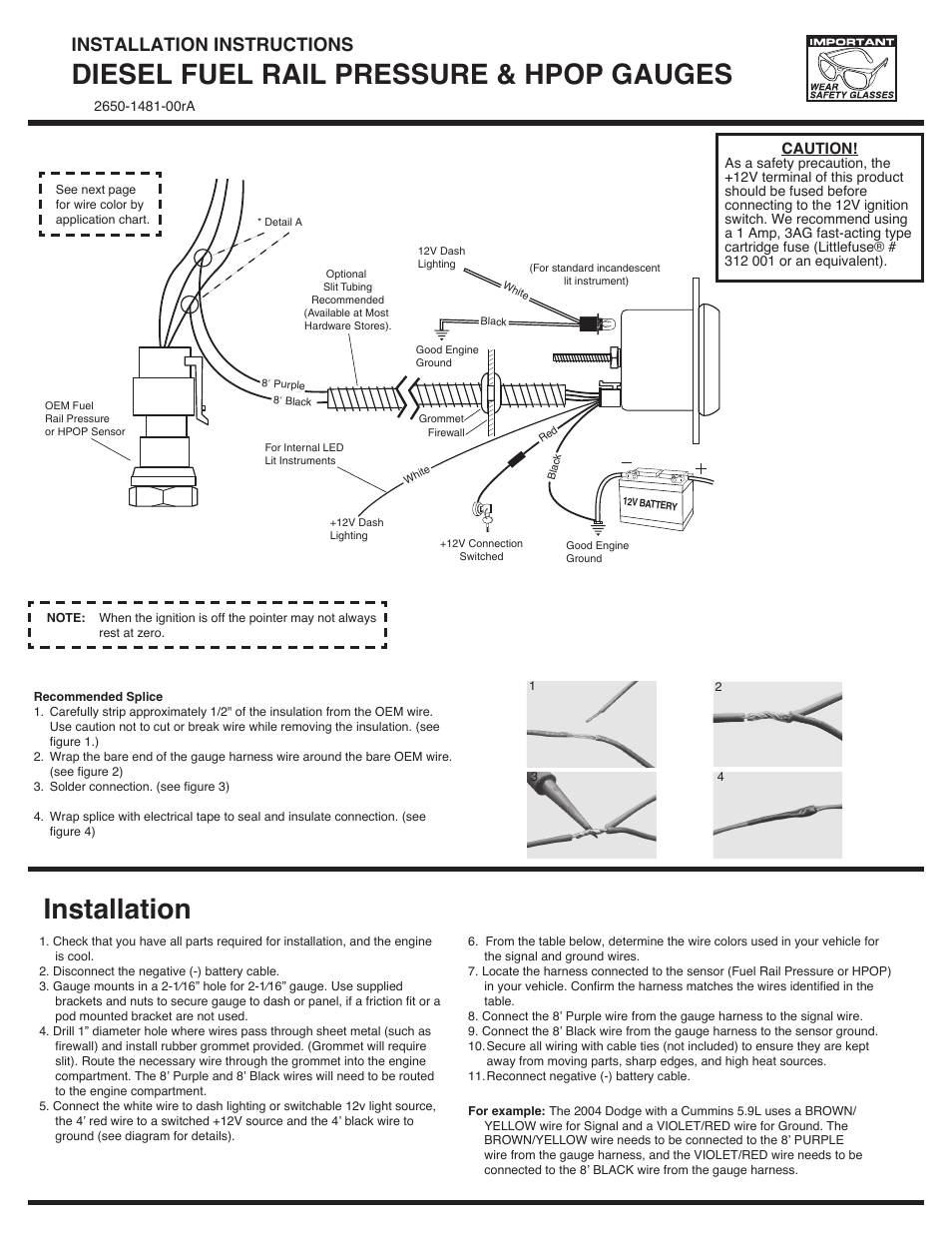 Auto Meter 3896 User Manual | 2 pages