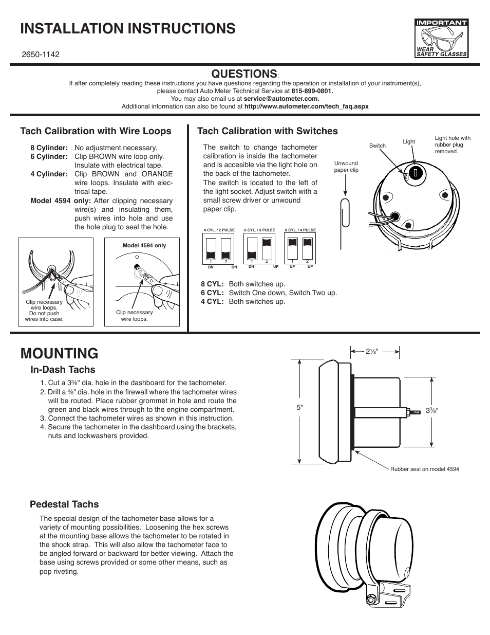 Auto Meter 2897 User Manual | 4 pages