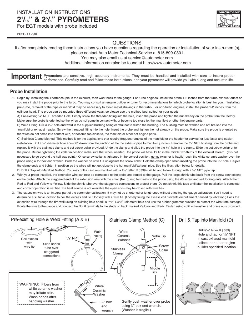 Auto Meter 4744 User Manual | 2 pages