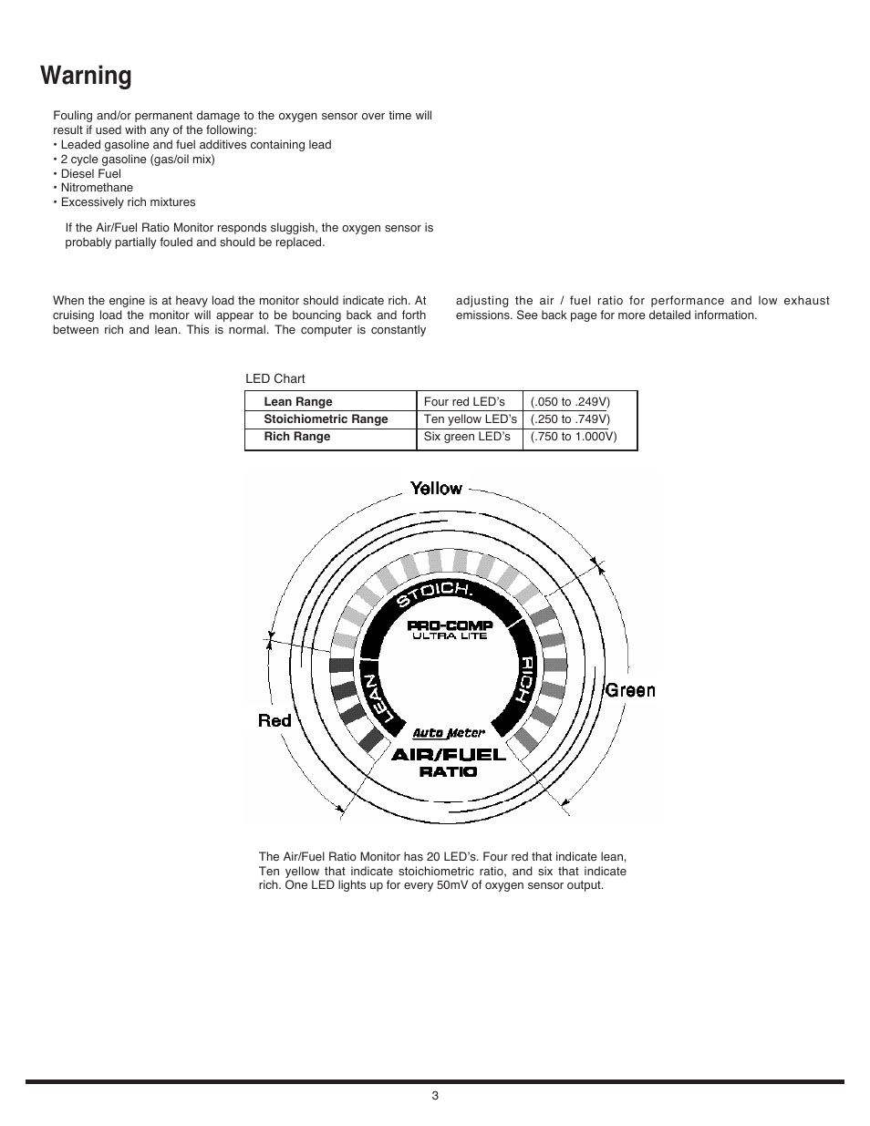 Warning | Auto Meter 4375 User Manual | Page 3 / 4