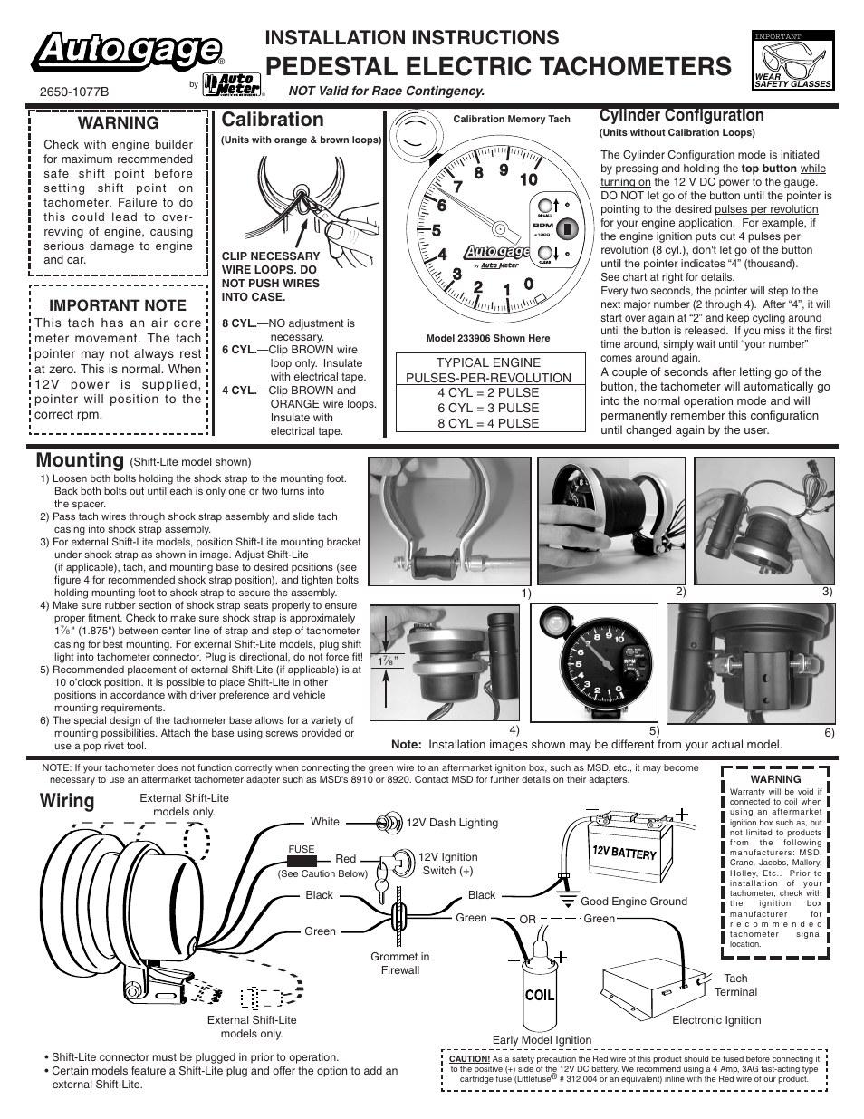 Auto Meter 233907 User Manual | 2 pages