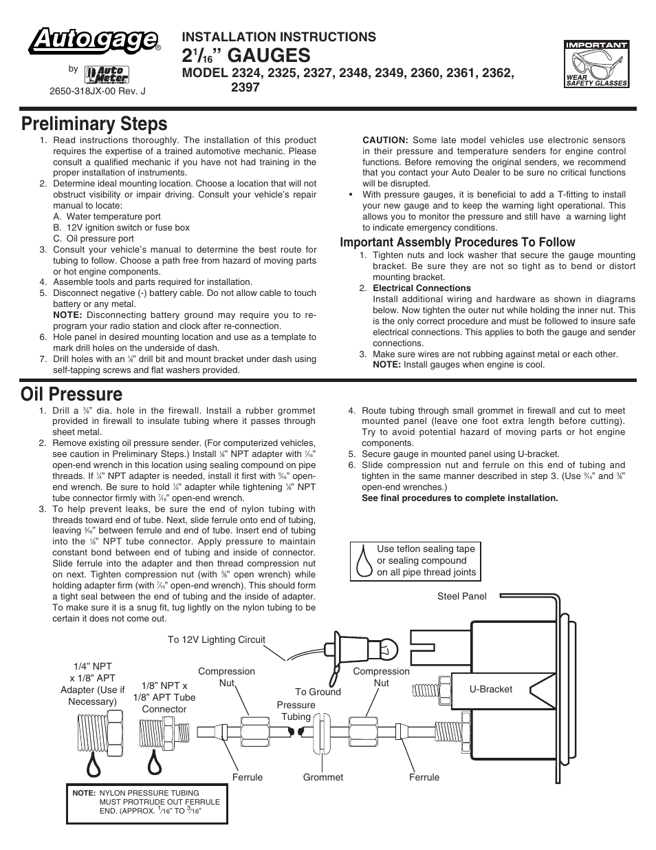 Auto Meter 2360 User Manual | 2 pages