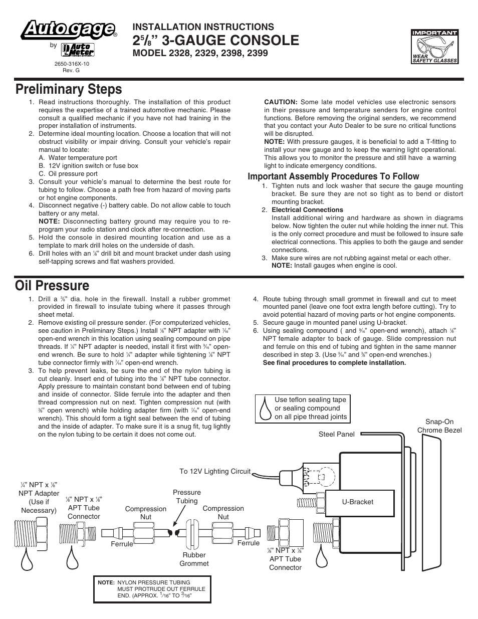 Auto Meter 2329 User Manual | 2 pages