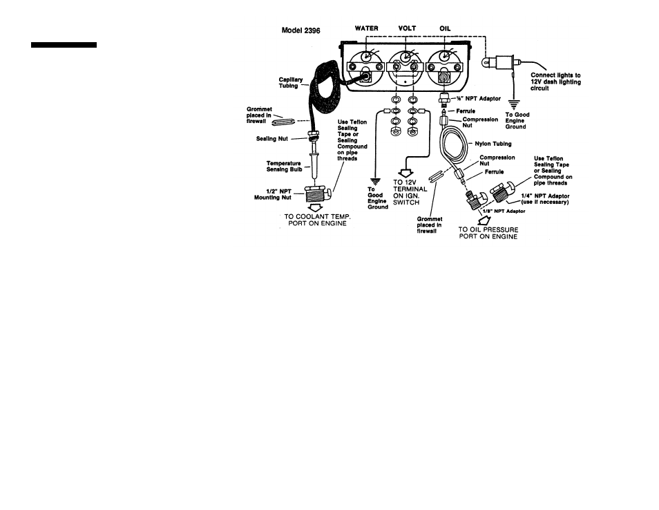 Water temperature, Oil pressure, Voltmeter | Auto Meter 2352 User Manual | Page 2 / 2