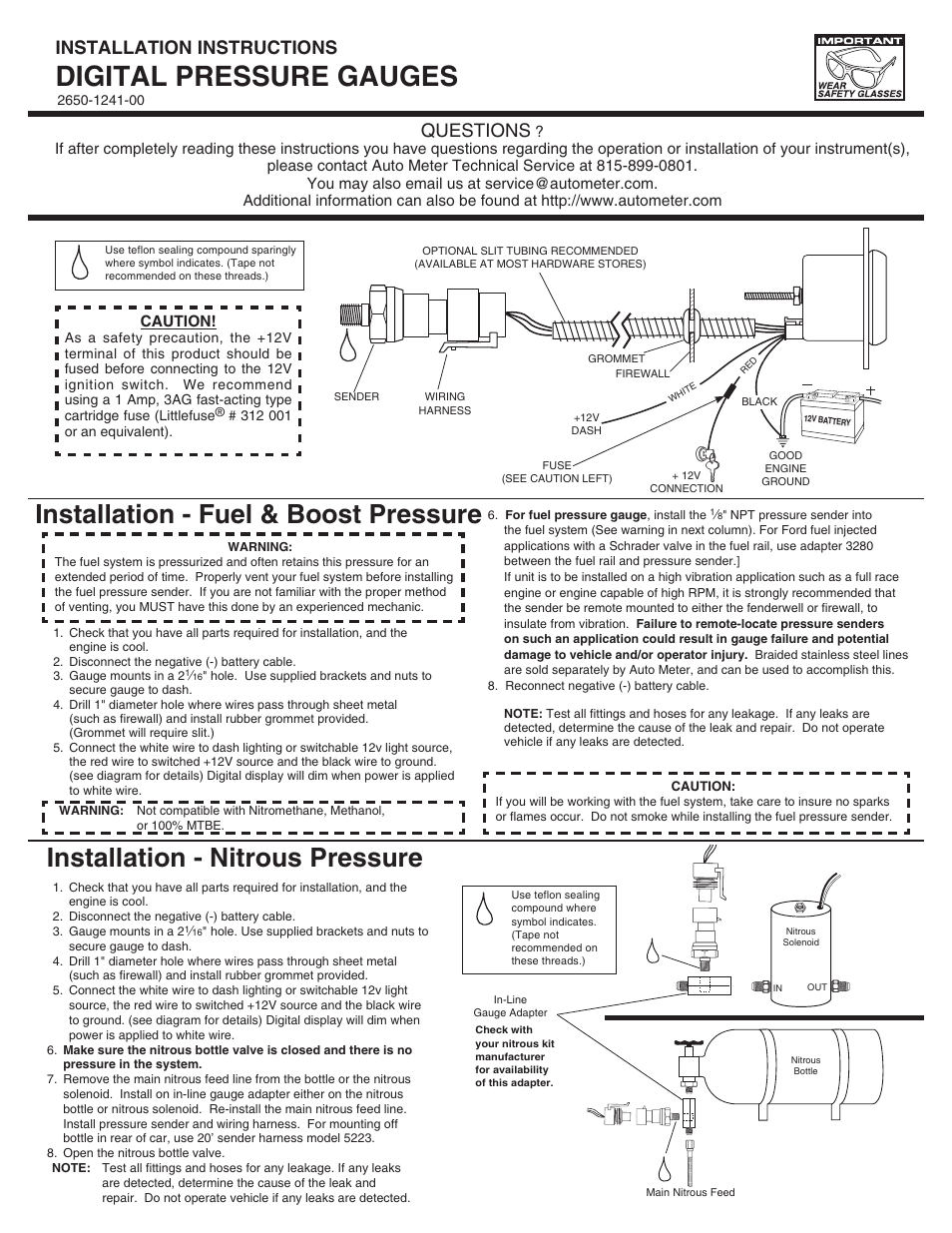 Auto Meter 6363 User Manual | 2 pages