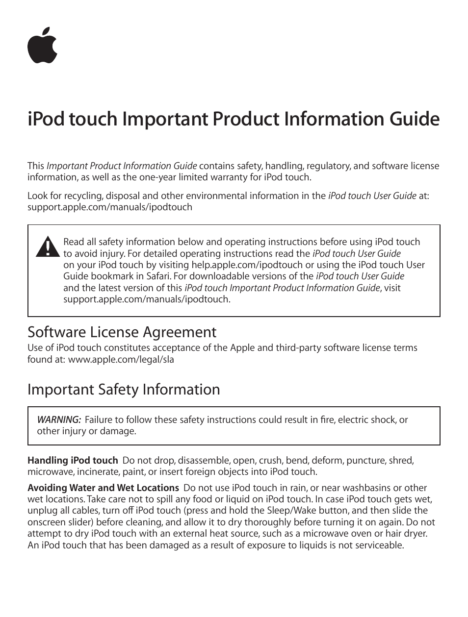 Apple iPod Touch User Manual | 12 pages