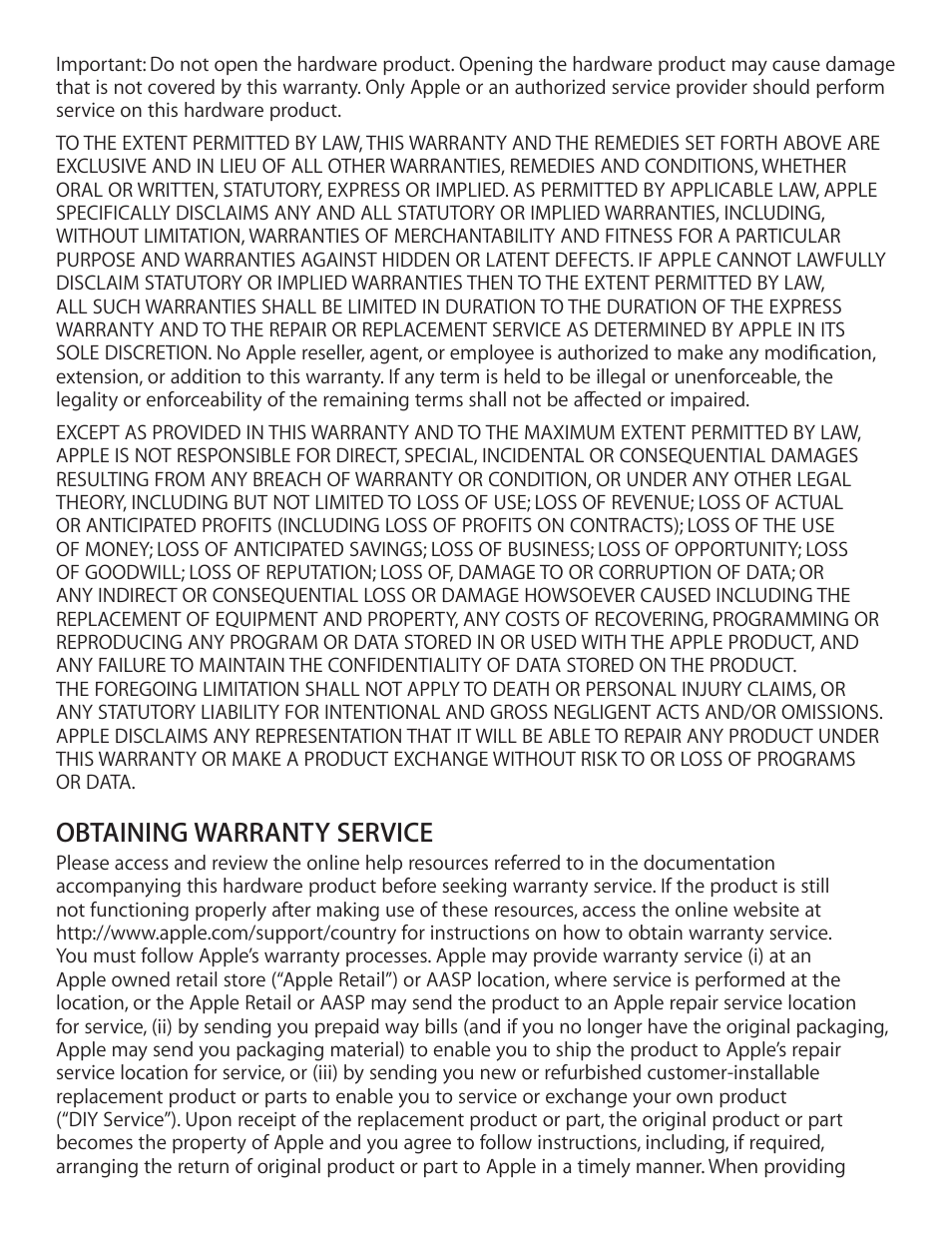 Obtaining warranty service | Apple iPod Touch User Manual | Page 10 / 12
