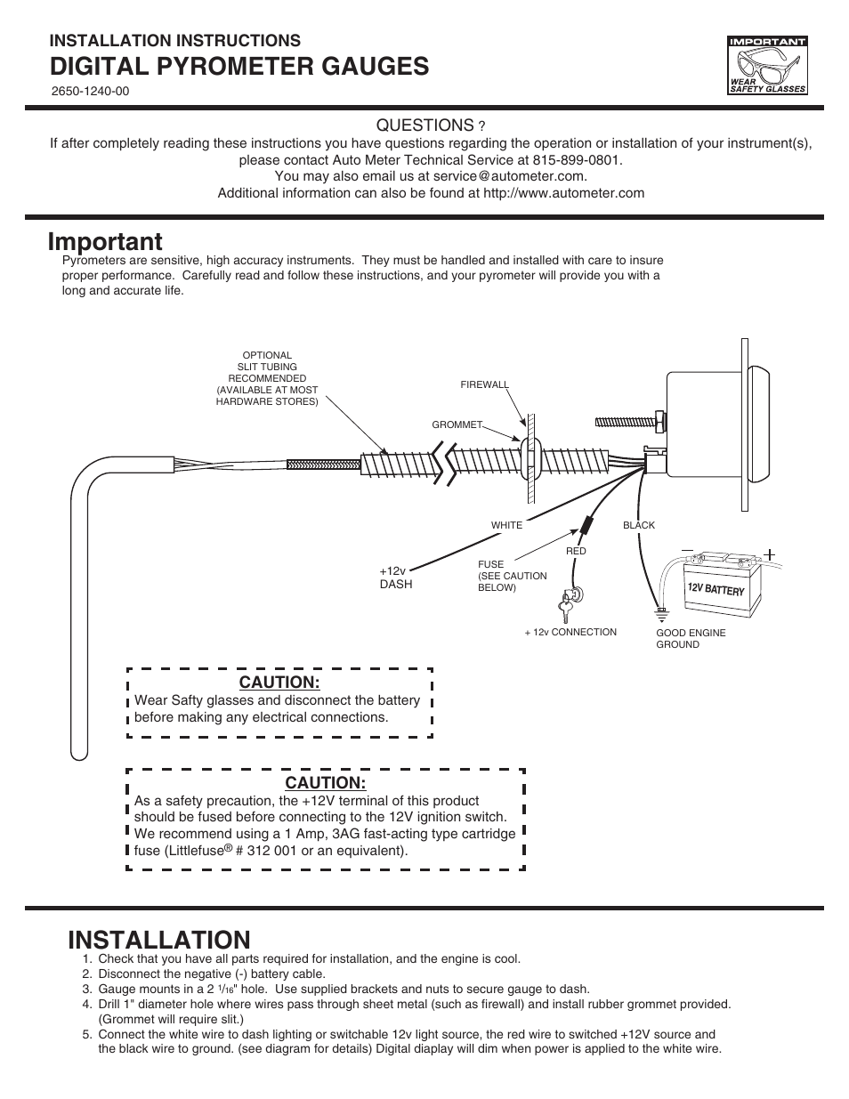 Auto Meter 6345 User Manual | 2 pages