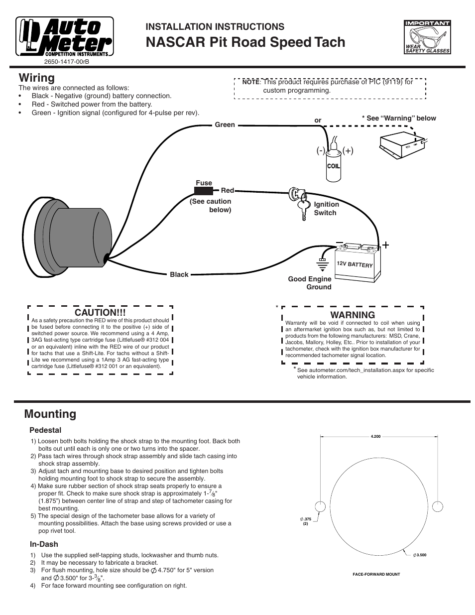 Auto Meter 6606-05705 User Manual | 2 pages