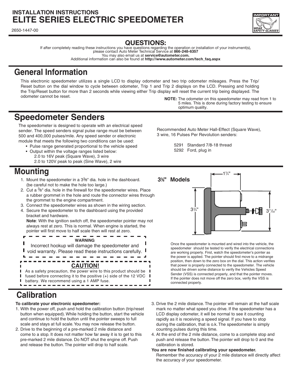 Auto Meter 5688 User Manual | 2 pages