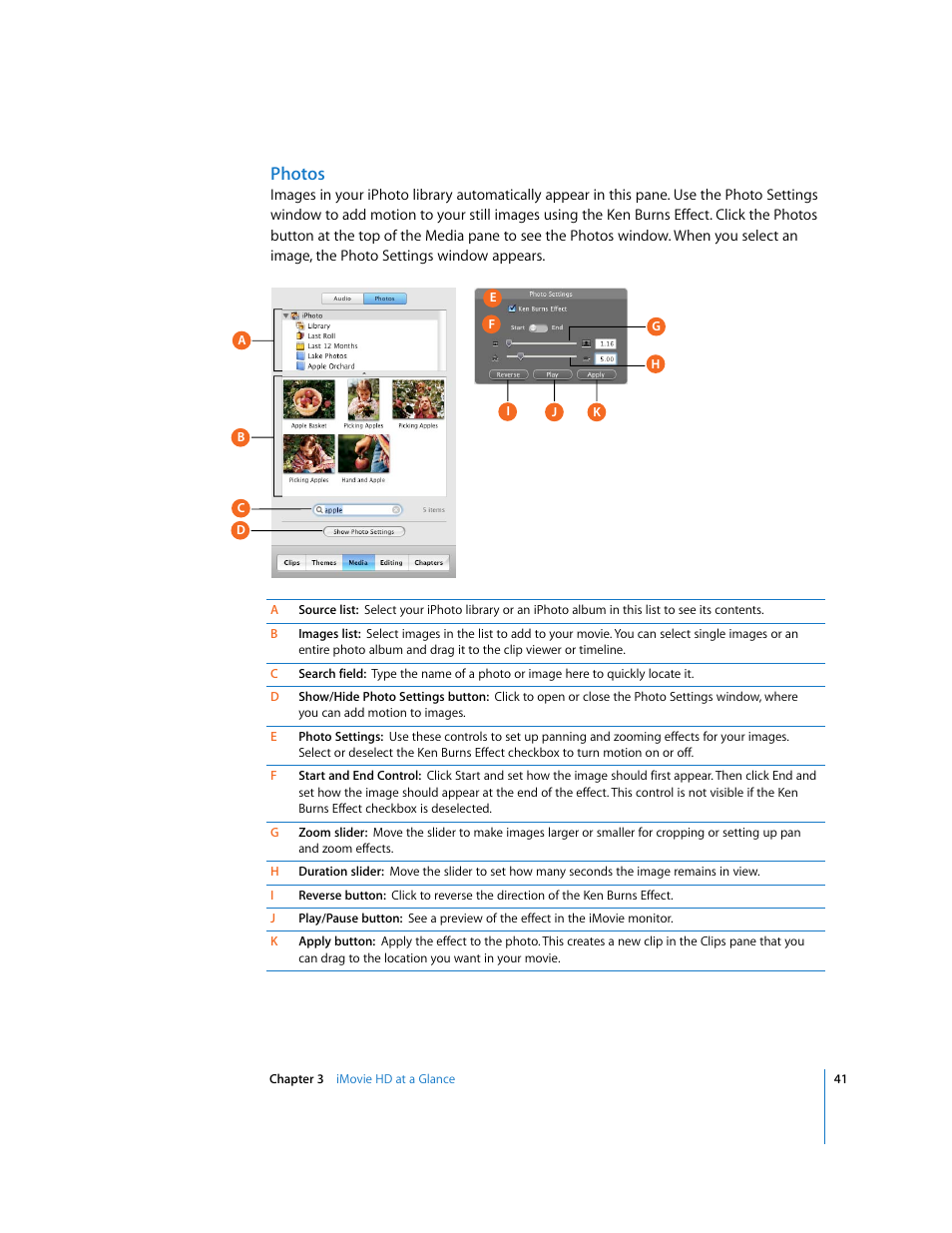 Photos | Apple iMovie HD User Manual | Page 41 / 47