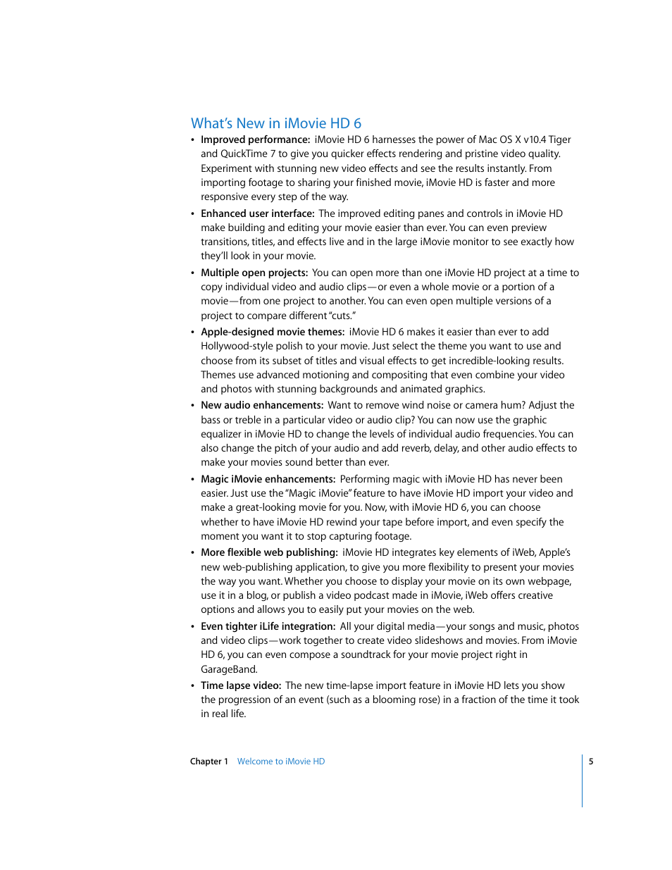 What’s new in imovie hd 6 | Apple iMovie HD User Manual | Page 5 / 47