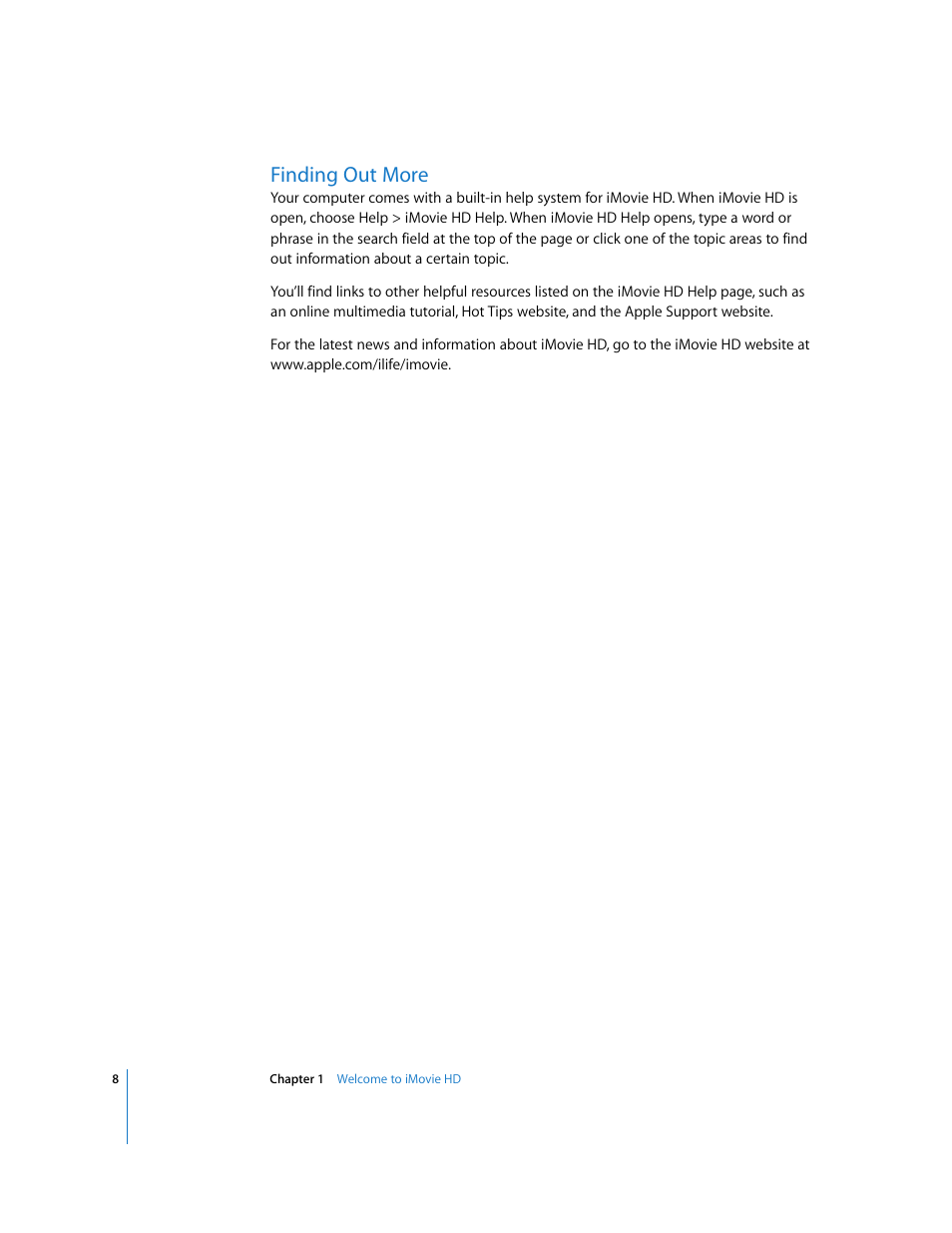 Finding out more | Apple iMovie HD User Manual | Page 8 / 47