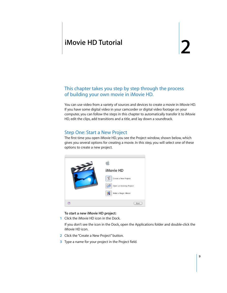 Chapter 2, Imovie hd tutorial | Apple iMovie HD User Manual | Page 9 / 47