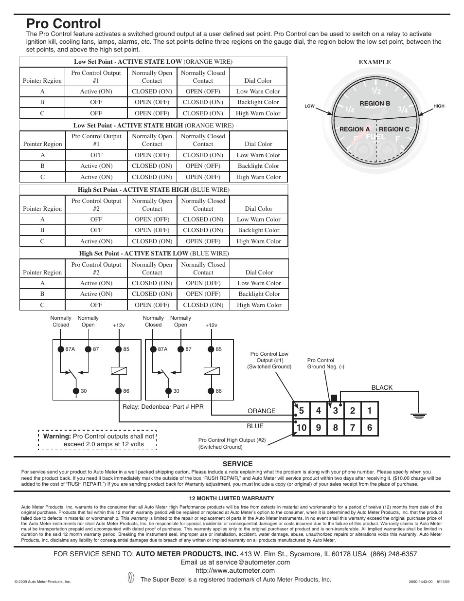 Pro control | Auto Meter 5609 User Manual | Page 4 / 4