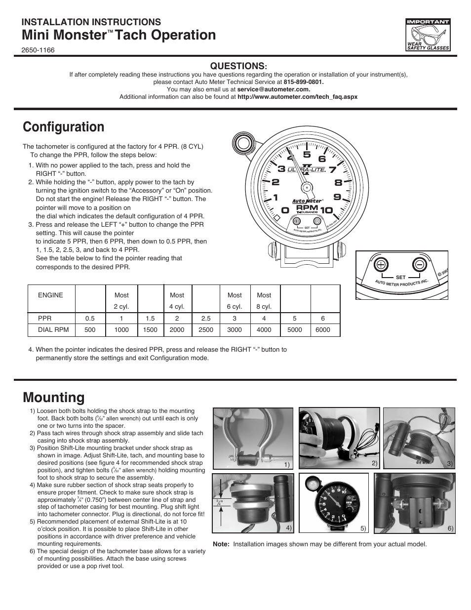 Auto Meter 3890 User Manual | 2 pages