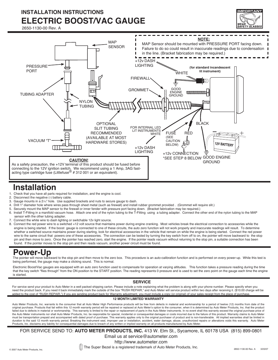 Auto Meter 3859 User Manual | 1 page