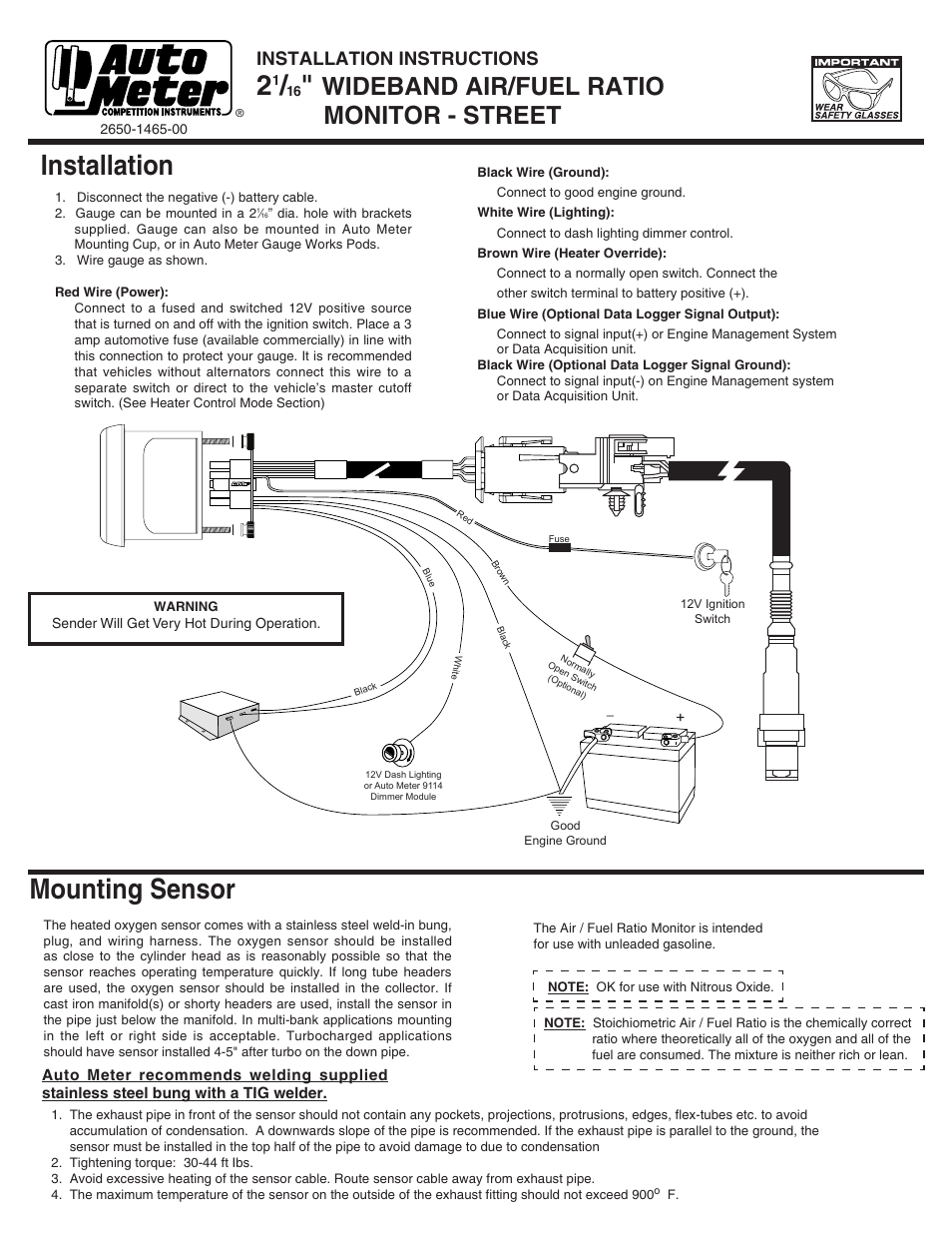 Auto Meter 4379 User Manual | 2 pages