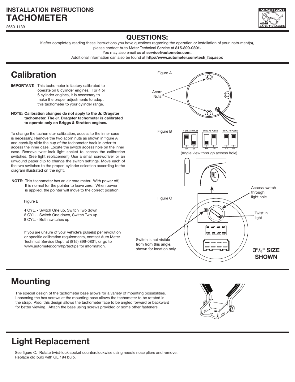 Auto Meter 2895 User Manual | 2 pages