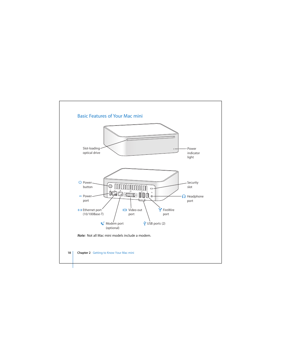 Basic features of your mac mini | Apple Mac Mini 19 User Manual | Page 18 / 112
