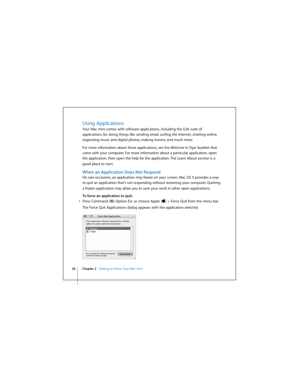 Using applications | Apple Mac Mini 19 User Manual | Page 26 / 112