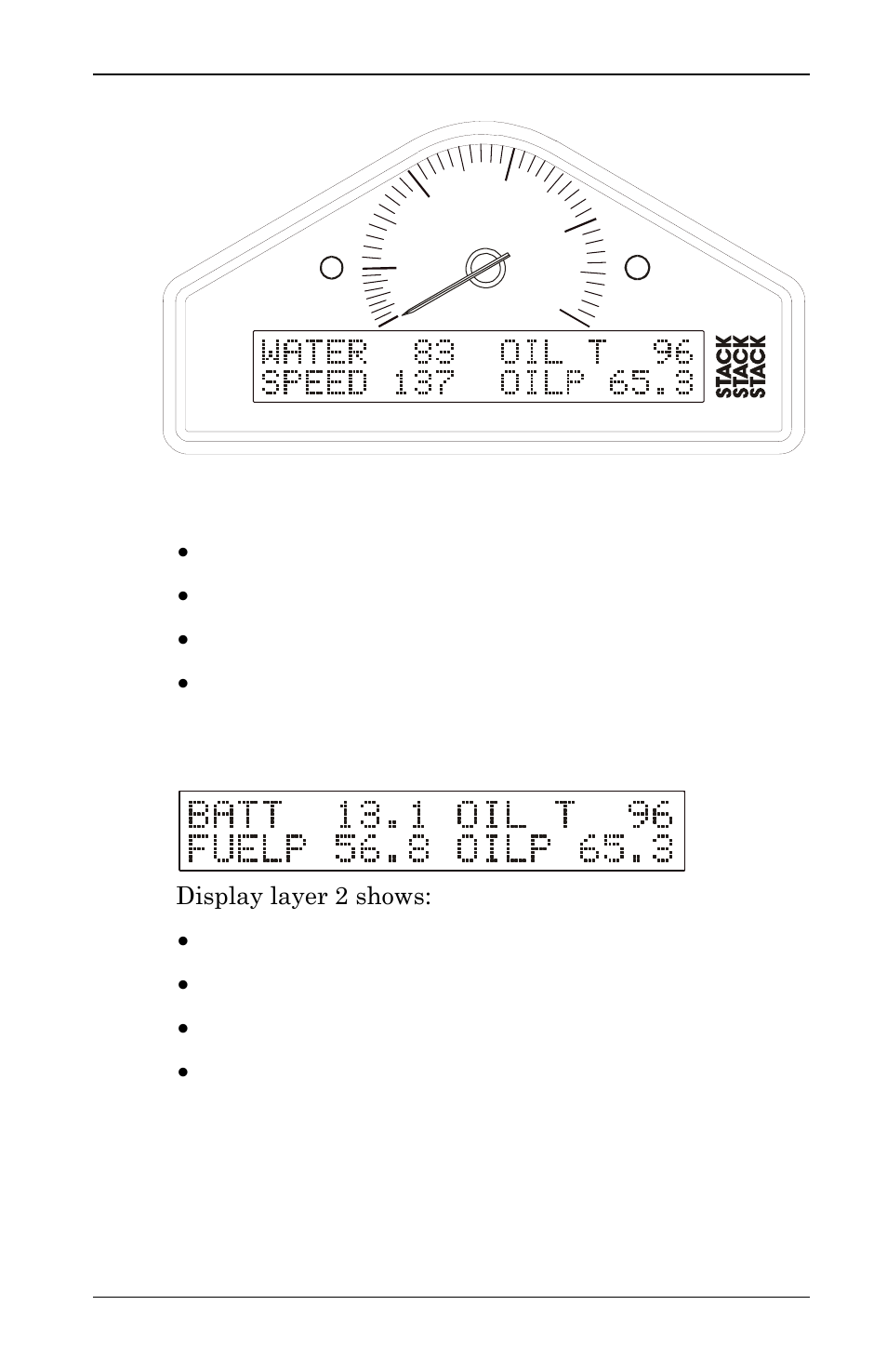 Display layer 1, Display layer 2 | Auto Meter 6013 User Manual | Page 13 / 56