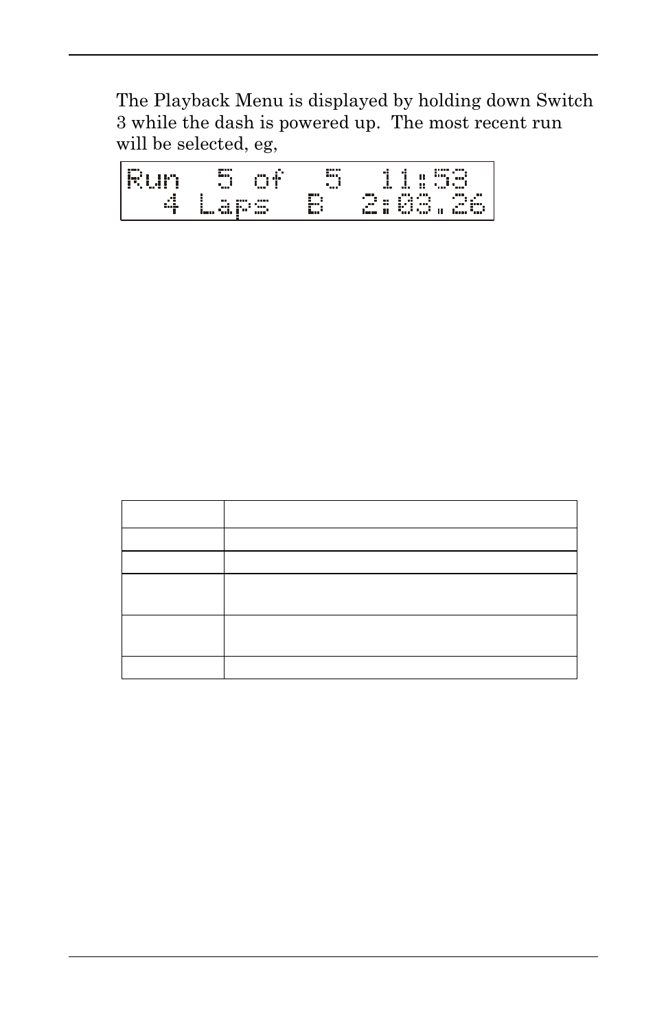 Playback menu | Auto Meter 6013 User Manual | Page 21 / 56