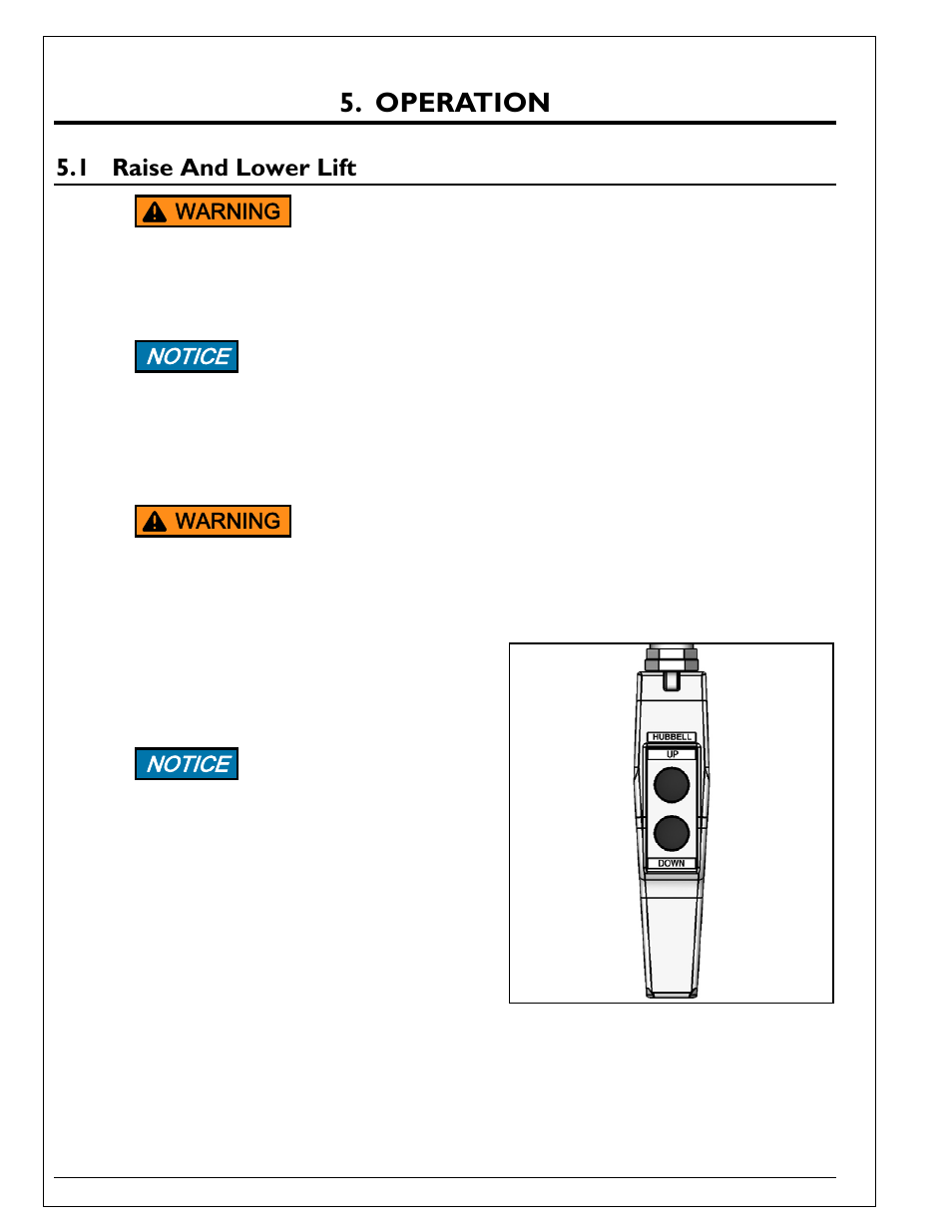 Operation, 1 raise and lower lift, Raise and lower lift | Notice | Autoquip Q-LIFT User Manual | Page 20 / 49