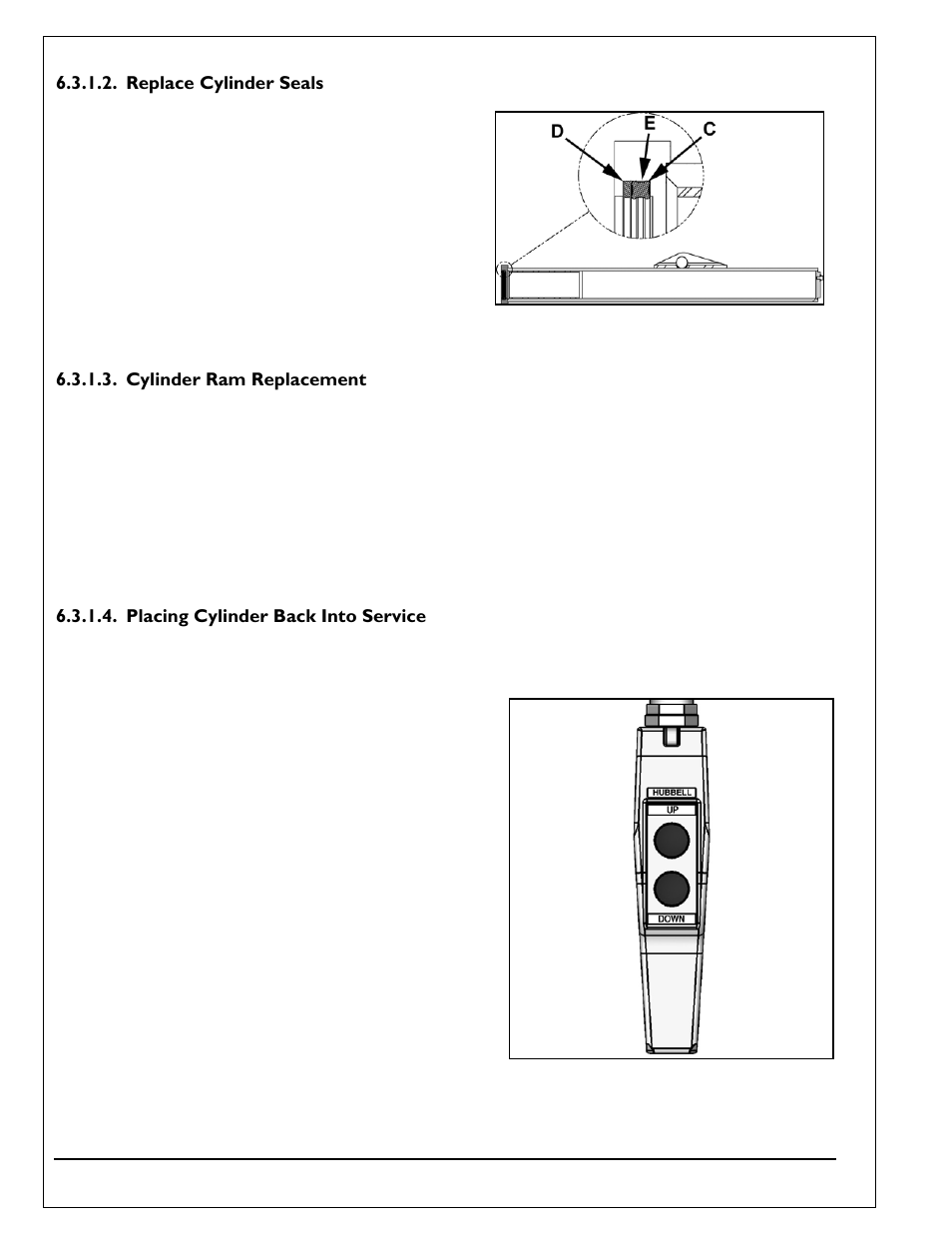 Replace cylinder seals, Cylinder ram replacement, Placing cylinder back into service | Autoquip Q-LIFT User Manual | Page 26 / 49