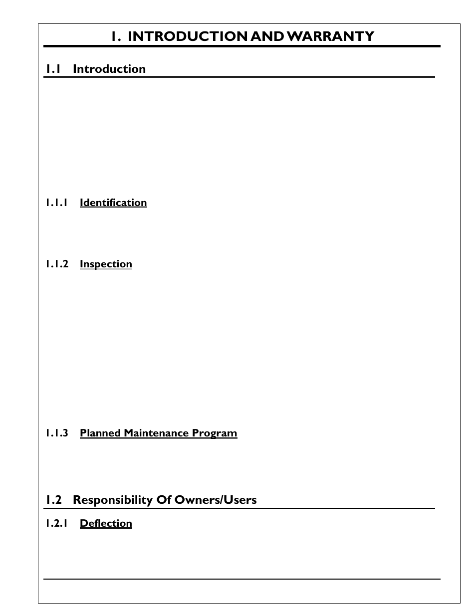 Introduction and warranty, 1 introduction, 1 identification | 2 inspection, 3 planned maintenance program, 2 responsibility of owners/users, 1 deflection, Introduction, Identification, Inspection | Autoquip Q-LIFT User Manual | Page 3 / 49