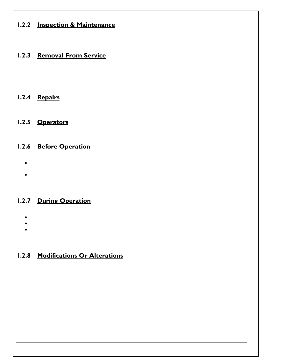 2 inspection & maintenance, 3 removal from service, 4 repairs | 5 operators, 6 before operation, 7 during operation, 8 modifications or alterations, Inspection & maintenance, Removal from service, Repairs | Autoquip Q-LIFT User Manual | Page 4 / 49