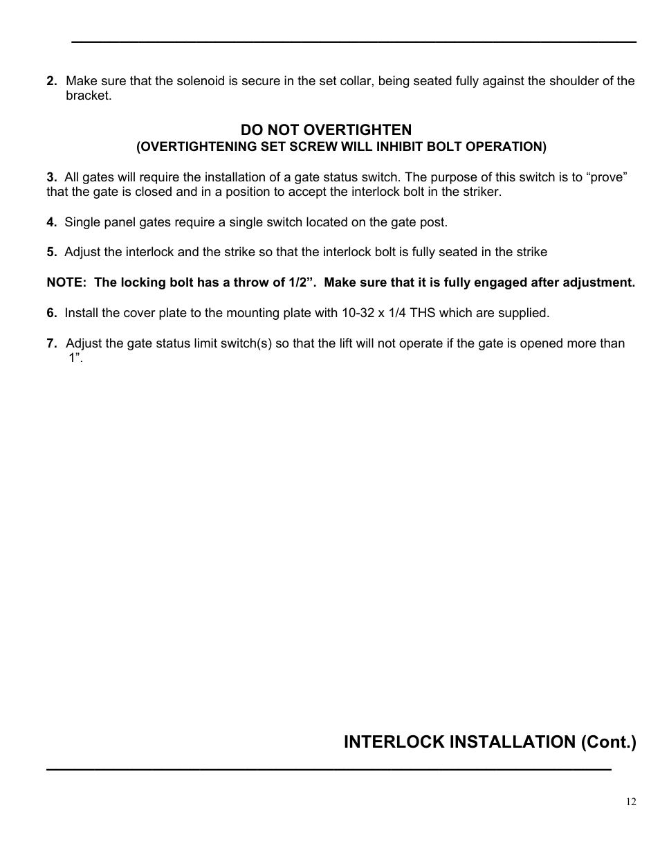 Interlock installation (cont.) | Autoquip GATES SLIDING User Manual | Page 13 / 18