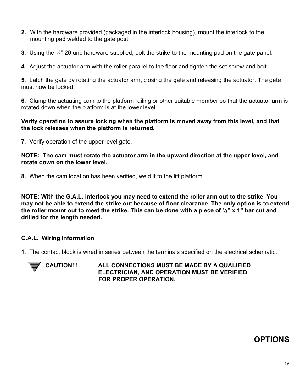 Options | Autoquip GATES SLIDING User Manual | Page 17 / 18