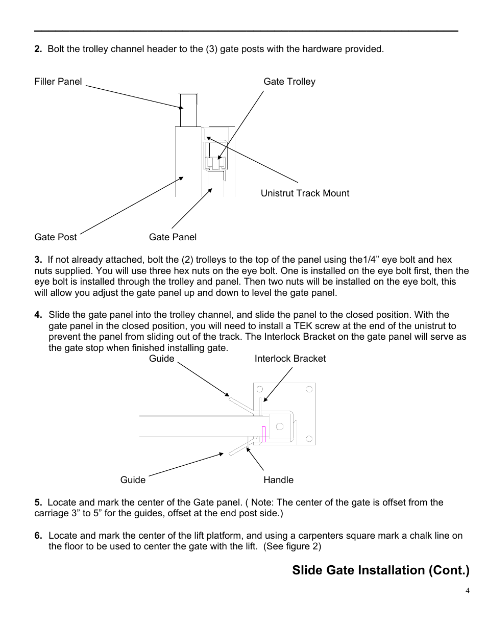 Slide gate installation (cont.) | Autoquip GATES SLIDING User Manual | Page 5 / 18