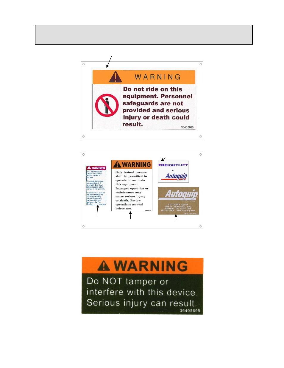 Label placement | Autoquip GATES VERTICAL ACTING User Manual | Page 10 / 44