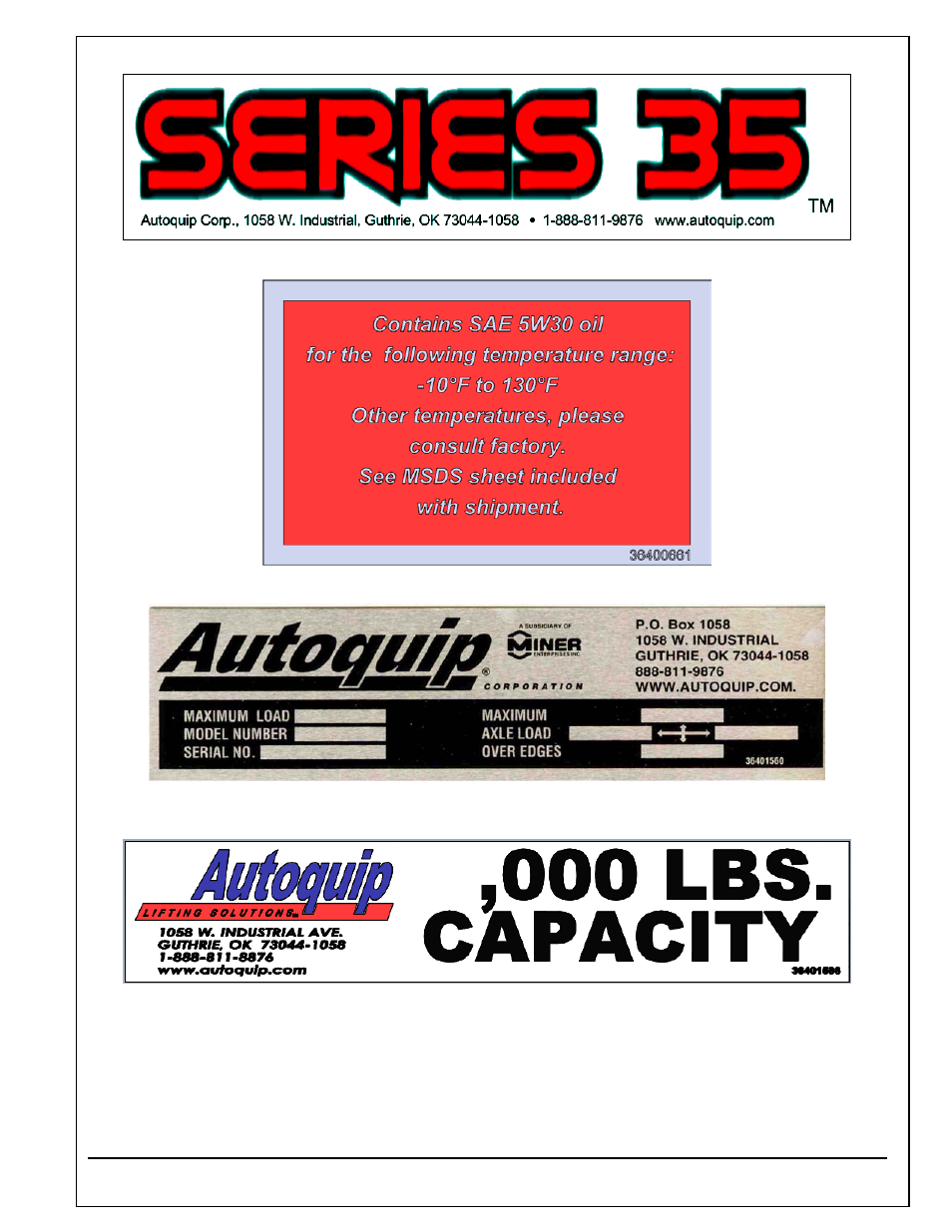Autoquip SERIES 35 SCISSORS LIFT User Manual | Page 13 / 58