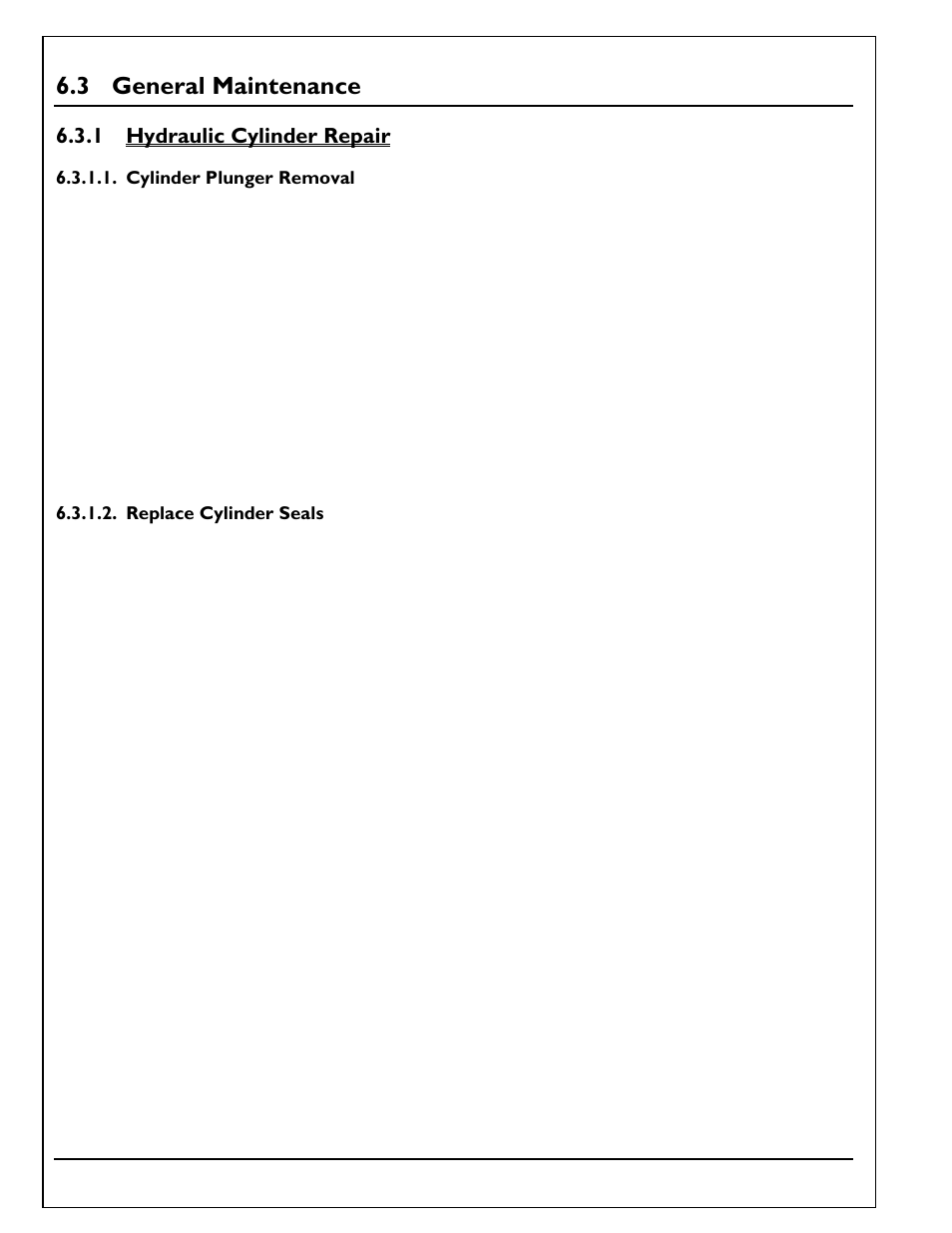 General maintenance, Hydraulic cylinder repair, Cylinder plunger removal | Replace cylinder seals, 3 general maintenance, 1 hydraulic cylinder repair | Autoquip SERIES 35 SCISSORS LIFT User Manual | Page 30 / 58