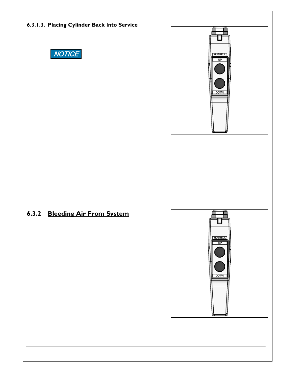 Placing cylinder back into service, Bleeding air from system, Notice | 2 bleeding air from system | Autoquip SERIES 35 SCISSORS LIFT User Manual | Page 31 / 58