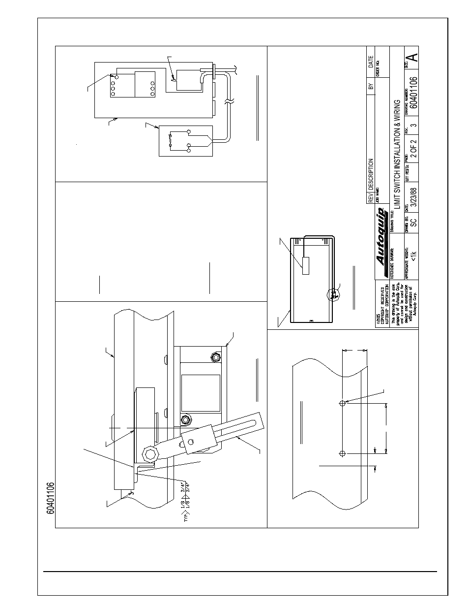 Optional limit switch wiring diagram, continued, Opt io na l to p m ount, Not es | Ori en ta ti on, Vi ew " a- a | Autoquip SERIES 35 SCISSORS LIFT User Manual | Page 41 / 58